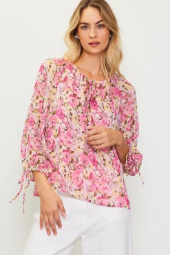 SKIES ARE BLUE Blouses|Long Sleeve Tops*Alanna Floral Print Longsleeve Blouse Pink