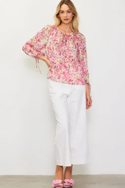 SKIES ARE BLUE Blouses|Long Sleeve Tops*Alanna Floral Print Longsleeve Blouse Pink