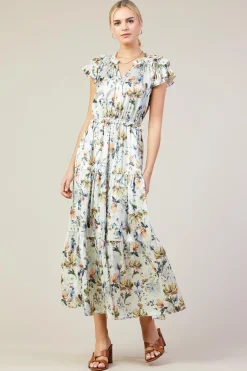 SKIES ARE BLUE Maxi Dresses*Amani Floral Print Sleeveless Maxi Dress Creamfloral