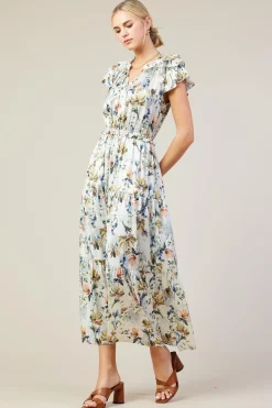 SKIES ARE BLUE Maxi Dresses*Amani Floral Print Sleeveless Maxi Dress Creamfloral