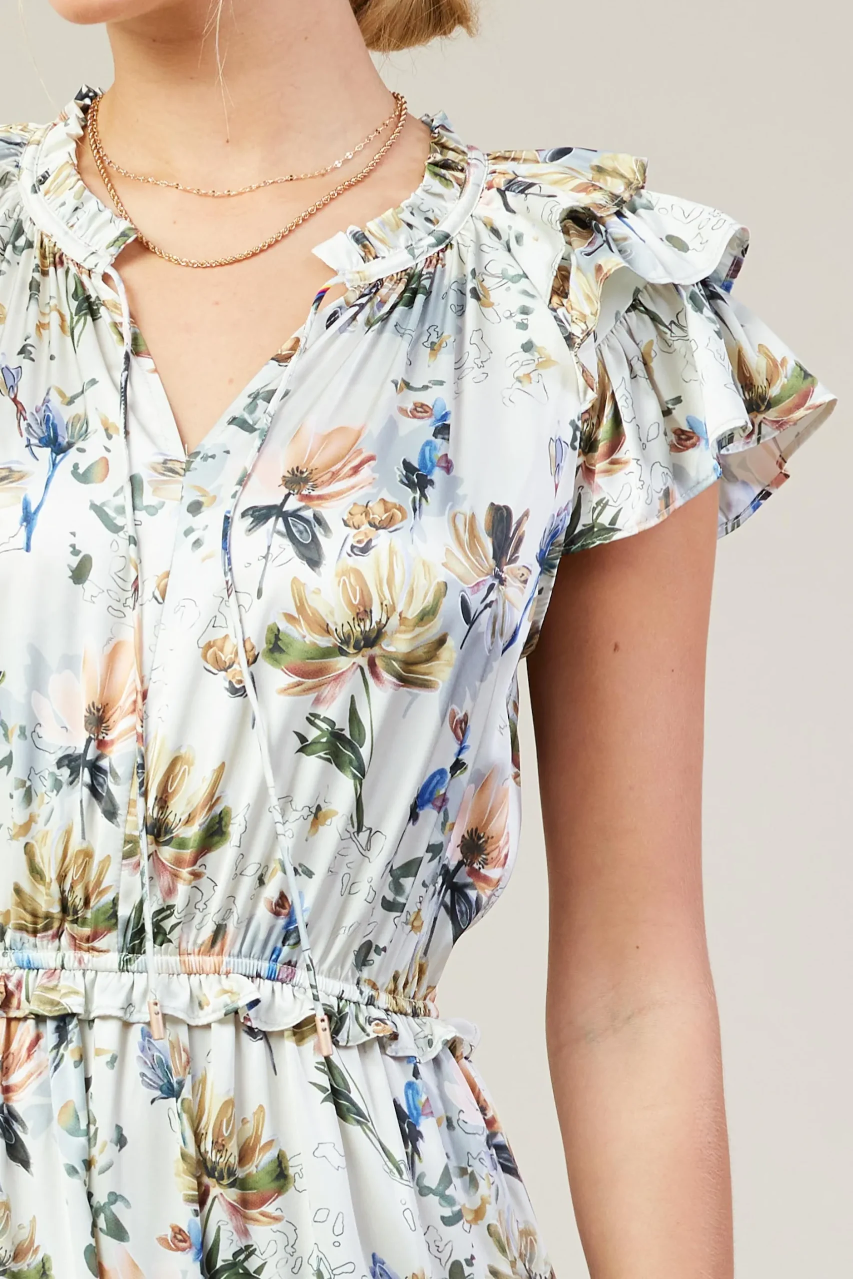 SKIES ARE BLUE Maxi Dresses*Amani Floral Print Sleeveless Maxi Dress Creamfloral