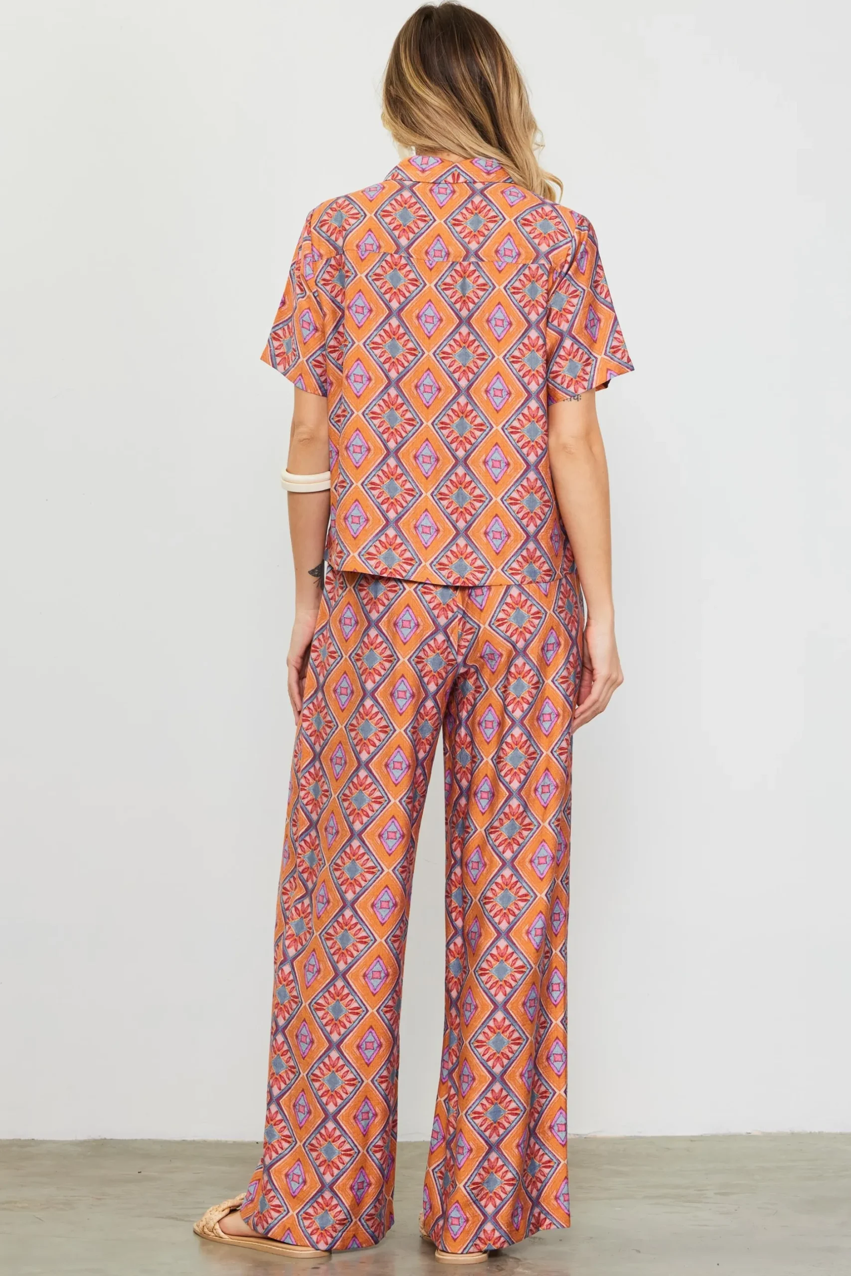 SKIES ARE BLUE Blouses|Short Sleeve Tops*Aspen Print Short Sleeve Blouse Tuscanblue