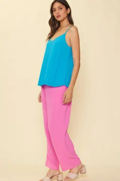 SKIES ARE BLUE Sleeveless Tops*Back Strap Detail Pleated Cami Vividblue