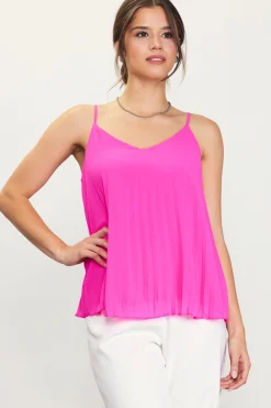 SKIES ARE BLUE Sleeveless Tops*Back Strap Detail Pleated Cami Prettyinpink