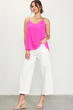 SKIES ARE BLUE Sleeveless Tops*Back Strap Detail Pleated Cami Prettyinpink