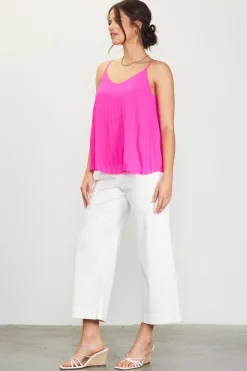 SKIES ARE BLUE Sleeveless Tops*Back Strap Detail Pleated Cami Prettyinpink