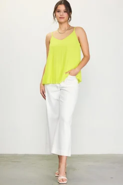 SKIES ARE BLUE Sleeveless Tops*Back Strap Detail Pleated Cami Limeyellow