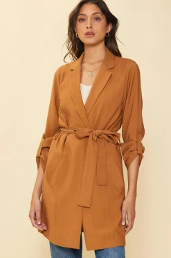 SKIES ARE BLUE Outerwear*Belted Trench Coat Gingerbrown