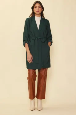 SKIES ARE BLUE Outerwear*Belted Trench Coat Gemstonegreen
