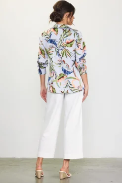 SKIES ARE BLUE Blouses|Long Sleeve Tops*Bianca Floral Print Longsleeve Blouse Silver-green