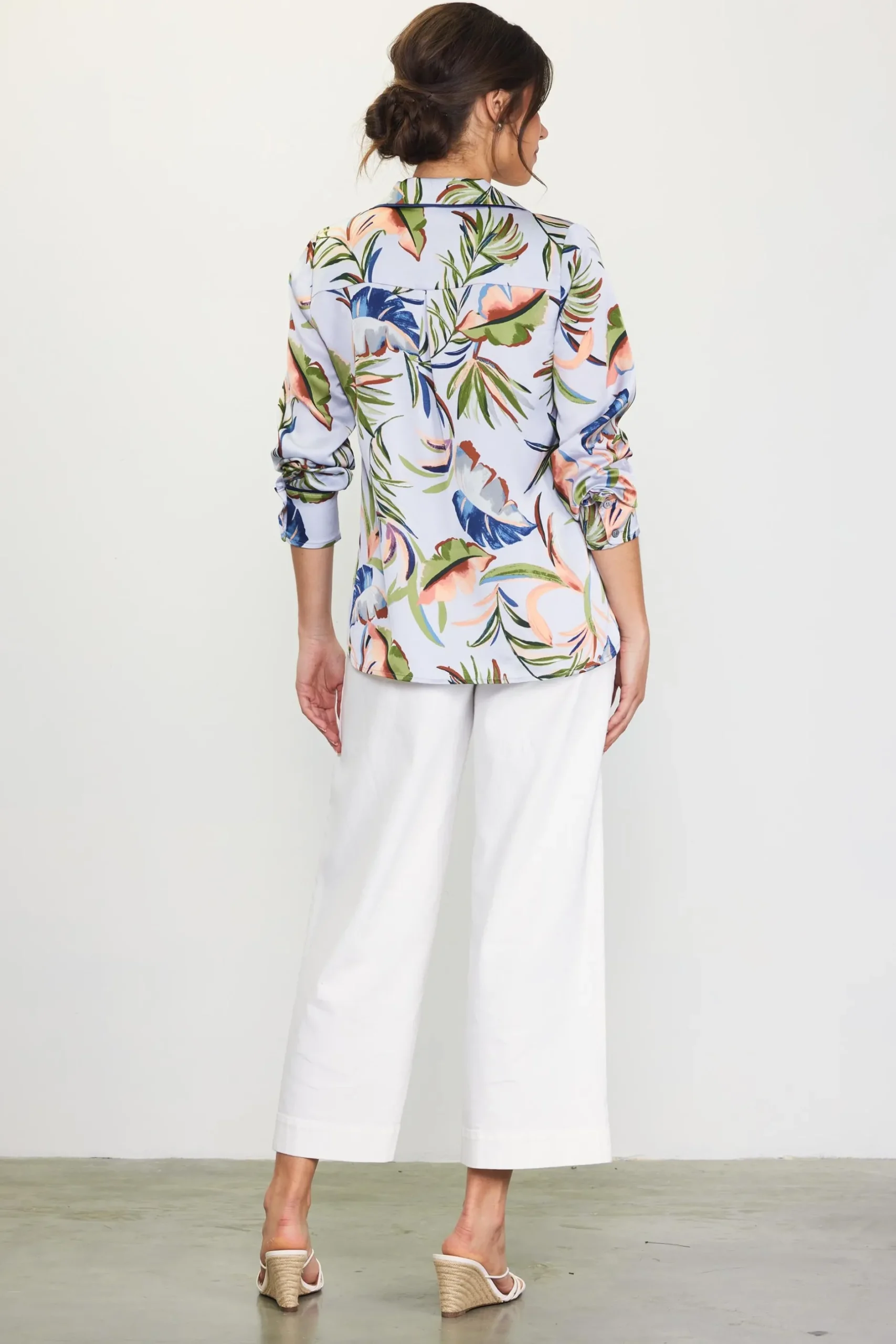 SKIES ARE BLUE Blouses|Long Sleeve Tops*Bianca Floral Print Longsleeve Blouse Silver-green