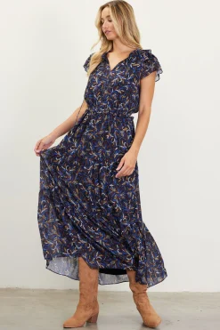 SKIES ARE BLUE Maxi Dresses*Blake Print Tiered Maxi Dress Blackmulti