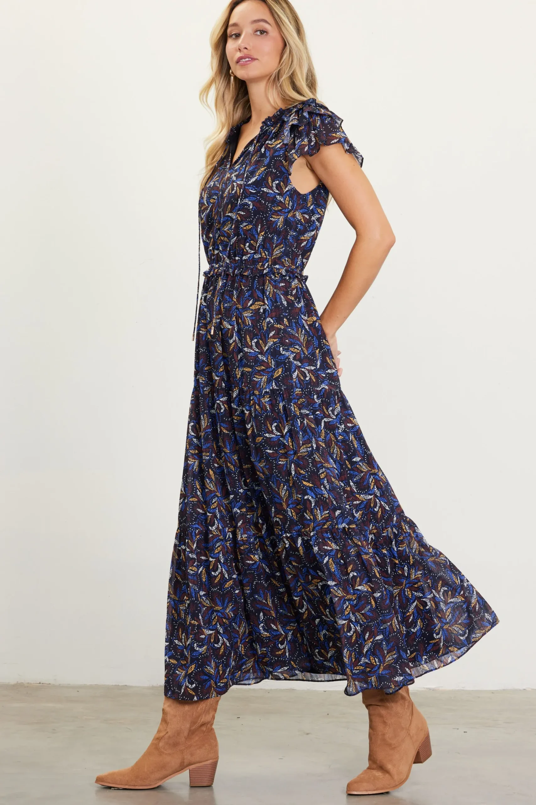 SKIES ARE BLUE Maxi Dresses*Blake Print Tiered Maxi Dress Blackmulti