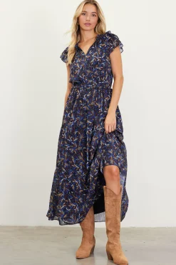 SKIES ARE BLUE Maxi Dresses*Blake Print Tiered Maxi Dress Blackmulti