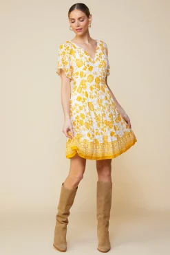 SKIES ARE BLUE Mini Dresses*Border Print Mini Dress White-marigold