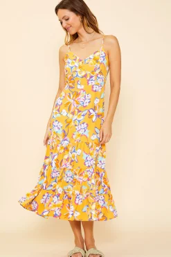 SKIES ARE BLUE Midi Dresses*Button Detail Midi Dress Persimmon