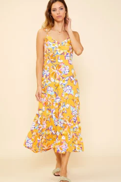 SKIES ARE BLUE Midi Dresses*Button Detail Midi Dress Persimmon
