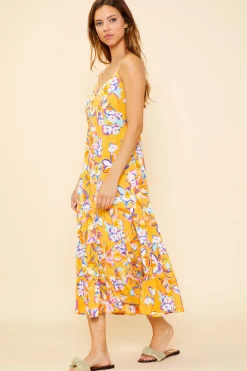 SKIES ARE BLUE Midi Dresses*Button Detail Midi Dress Persimmon