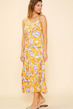 SKIES ARE BLUE Midi Dresses*Button Detail Midi Dress Persimmon