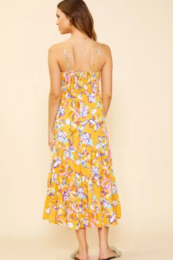 SKIES ARE BLUE Midi Dresses*Button Detail Midi Dress Persimmon