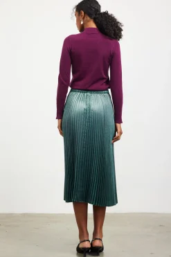 SKIES ARE BLUE Long Sleeve Tops|Sweaters*Button Detail Mock Neck Sweater Plum