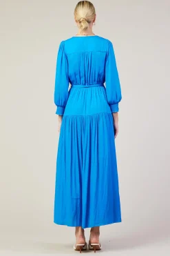 SKIES ARE BLUE Maxi Dresses*Button Detail Tiered Maxi Dress Vividblue