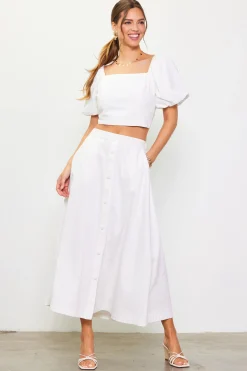SKIES ARE BLUE Skirts*Button Down Maxi Skirt Offwhite