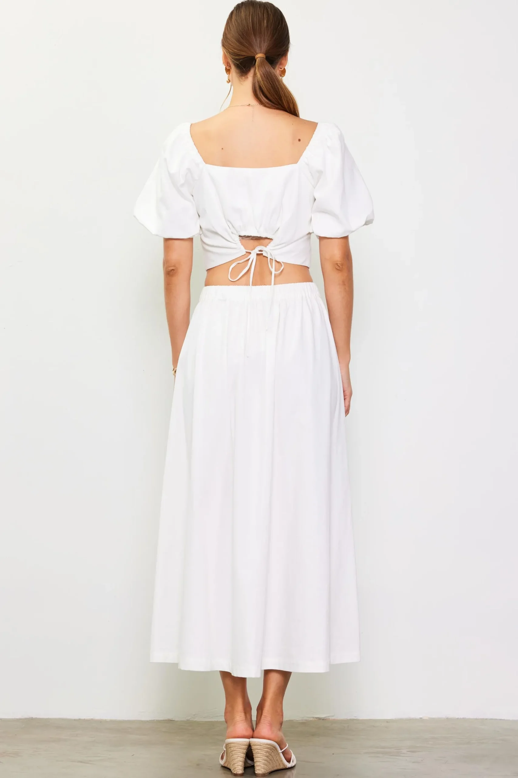 SKIES ARE BLUE Skirts*Button Down Maxi Skirt Offwhite