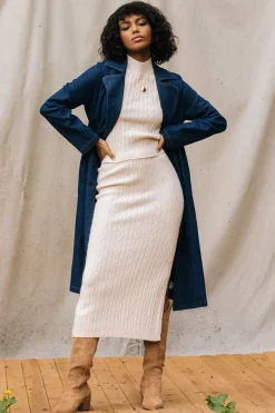 SKIES ARE BLUE Skirts*Cable Knit Midi Skirt Beige