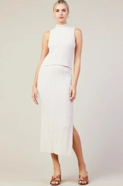 SKIES ARE BLUE Skirts*Cable Knit Midi Skirt Beige