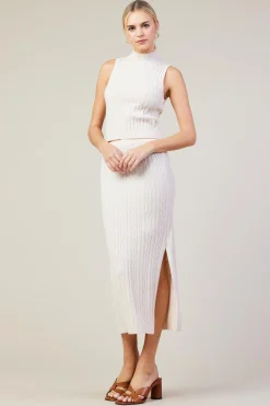 SKIES ARE BLUE Skirts*Cable Knit Midi Skirt Beige