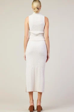 SKIES ARE BLUE Skirts*Cable Knit Midi Skirt Beige