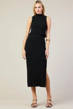 SKIES ARE BLUE Skirts*Cable Knit Midi Skirt Black