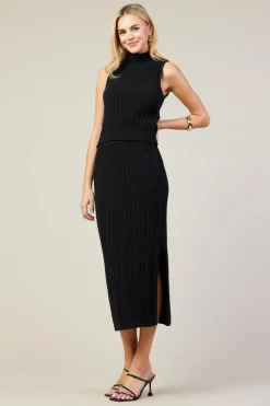 SKIES ARE BLUE Skirts*Cable Knit Midi Skirt Black