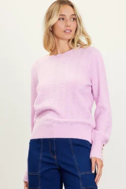 SKIES ARE BLUE Sweaters*Cable Knit Sweater Petalpink