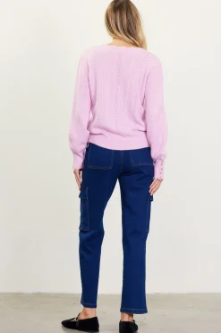 SKIES ARE BLUE Sweaters*Cable Knit Sweater Petalpink
