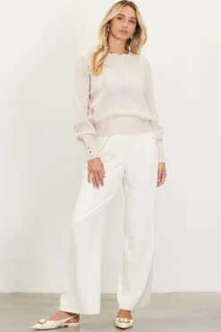 SKIES ARE BLUE Sweaters*Cable Knit Sweater Cream