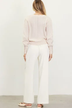 SKIES ARE BLUE Sweaters*Cable Knit Sweater Cream