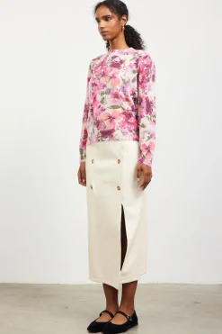 SKIES ARE BLUE Sweaters*Camelia Floral Print Sweater Blush-plum