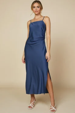 SKIES ARE BLUE Midi Dresses*Cami Slit Midi Dress Lapis