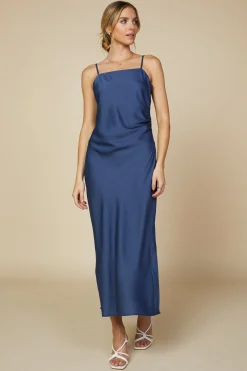 SKIES ARE BLUE Midi Dresses*Cami Slit Midi Dress Lapis