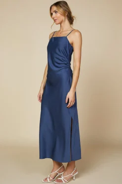 SKIES ARE BLUE Midi Dresses*Cami Slit Midi Dress Lapis