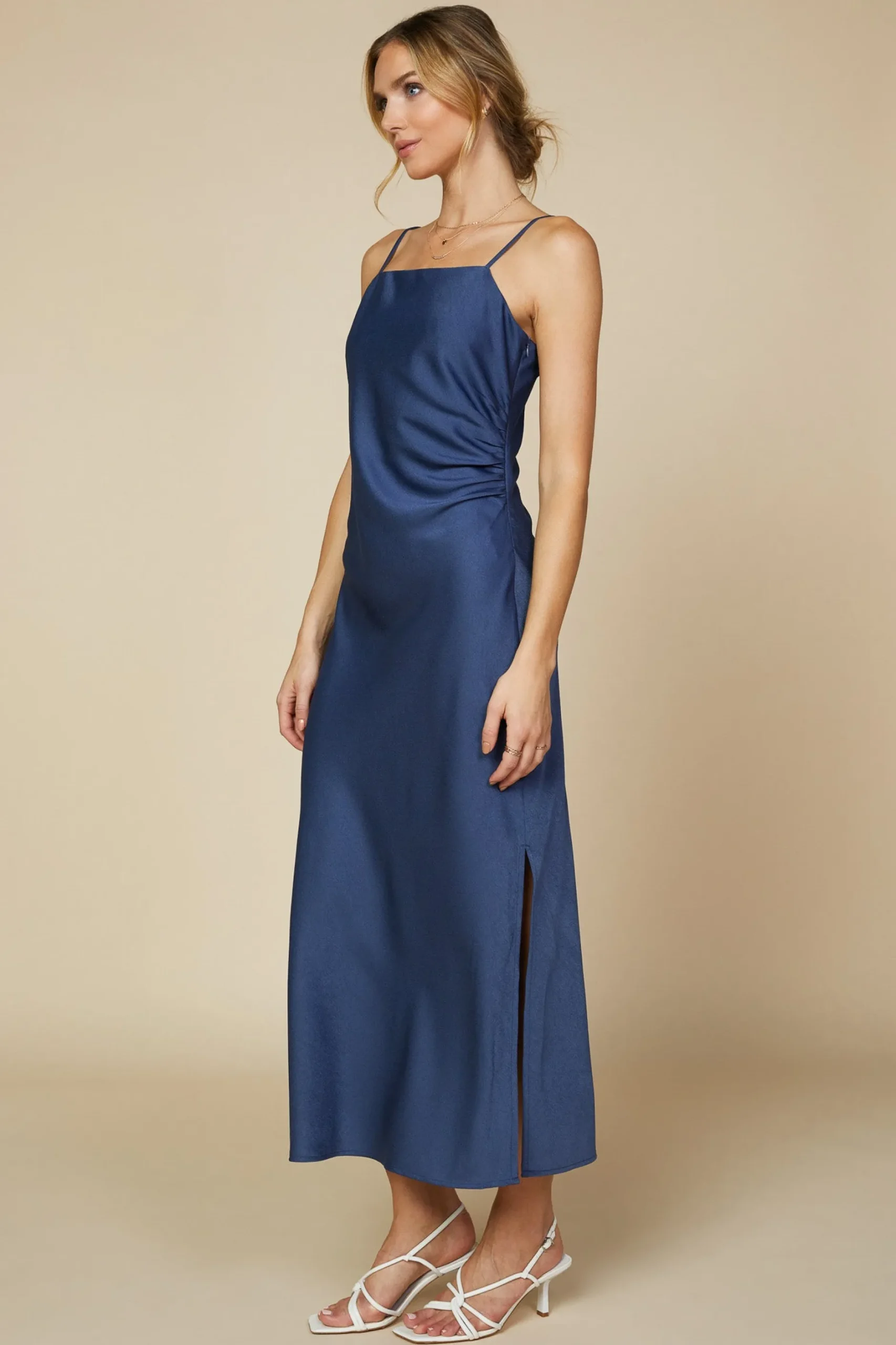SKIES ARE BLUE Midi Dresses*Cami Slit Midi Dress Lapis