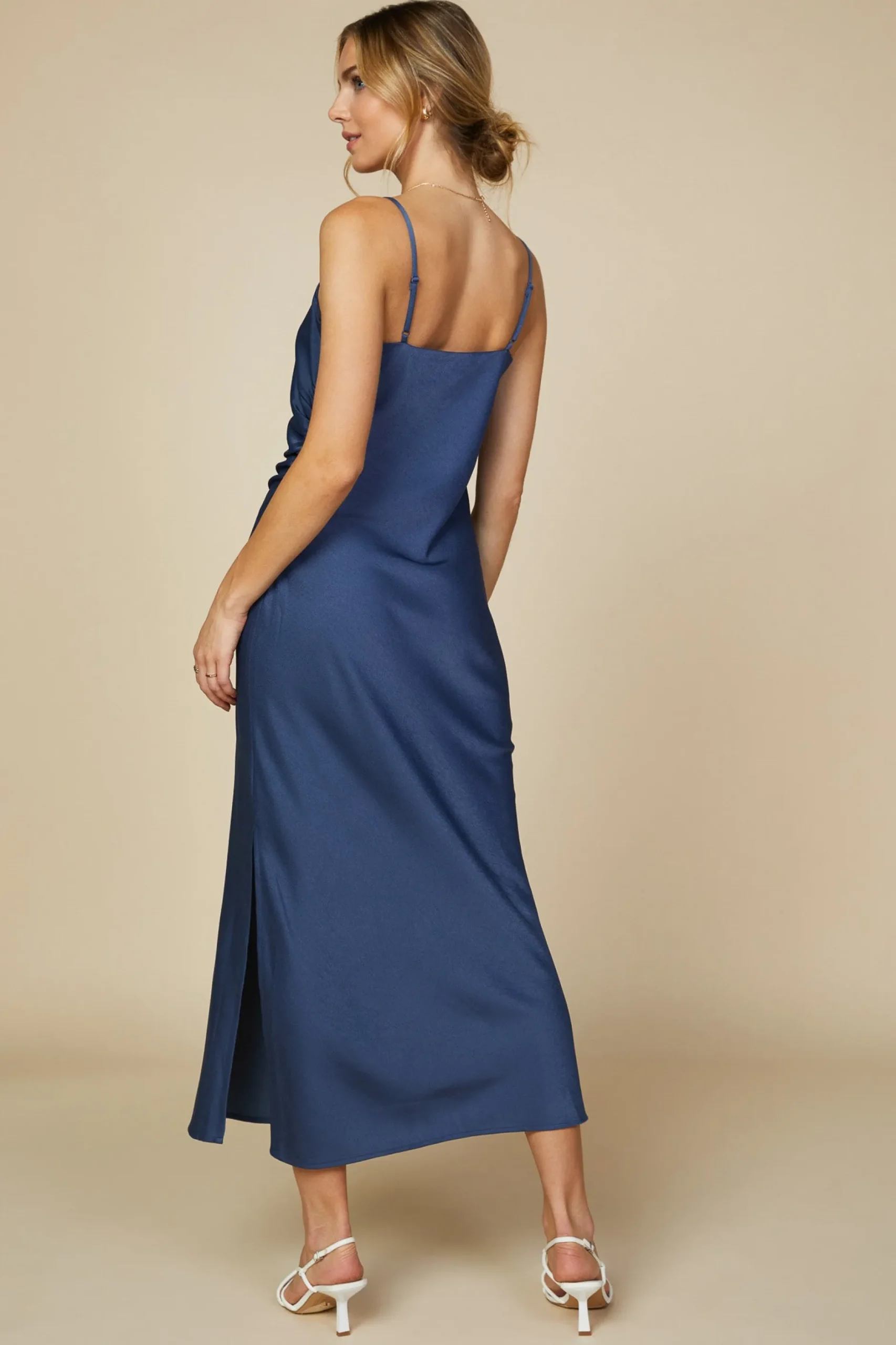 SKIES ARE BLUE Midi Dresses*Cami Slit Midi Dress Lapis