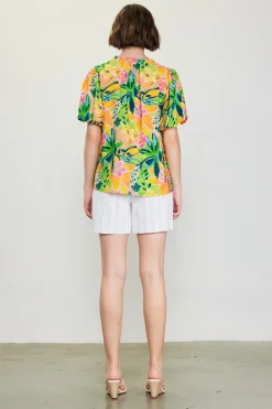 SKIES ARE BLUE Short Sleeve Tops*Celine Floral Print Bubble Sleeve Top Limemango