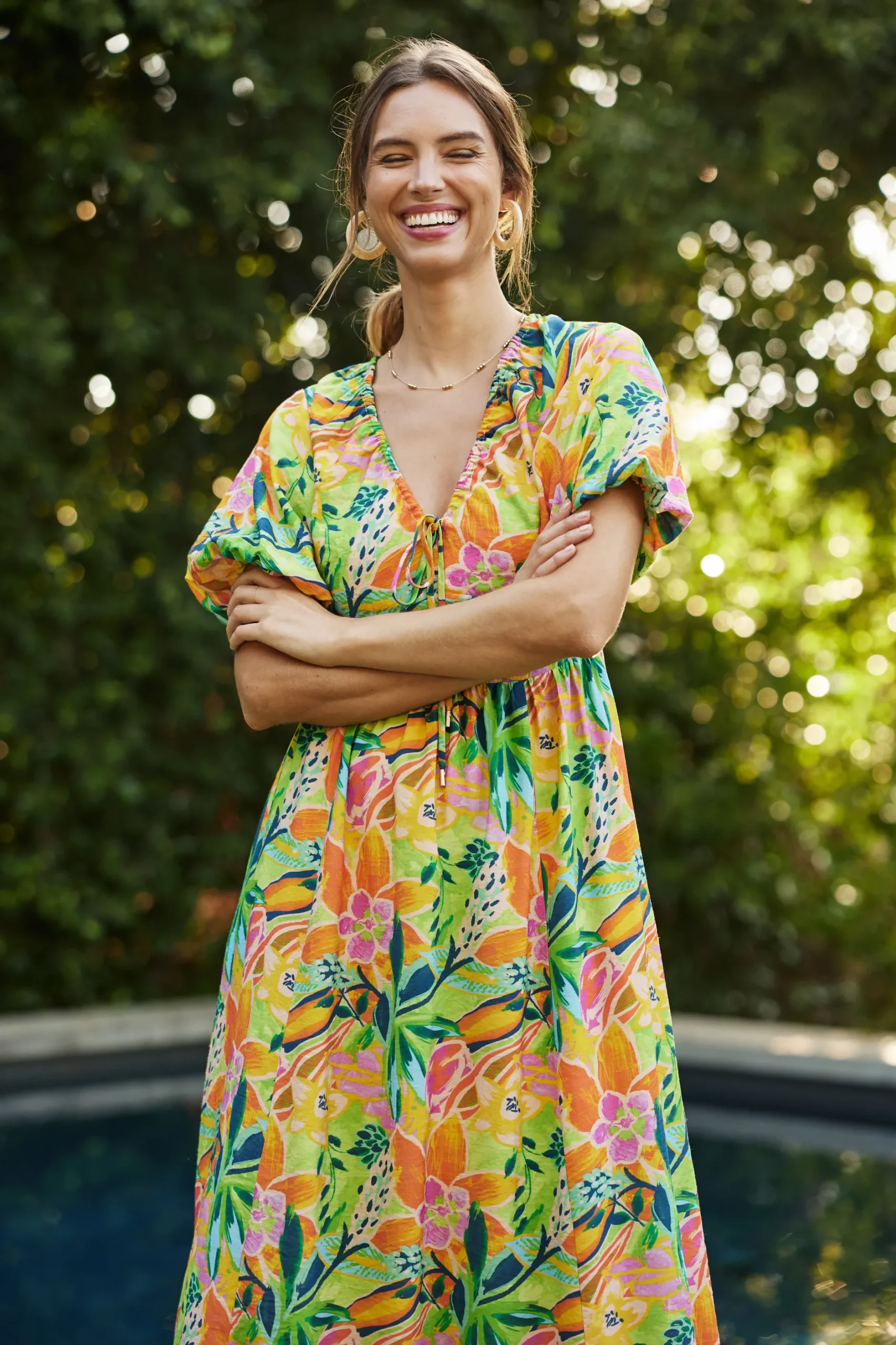 SKIES ARE BLUE Midi Dresses*Celine Floral Print Midi Dress Limemango