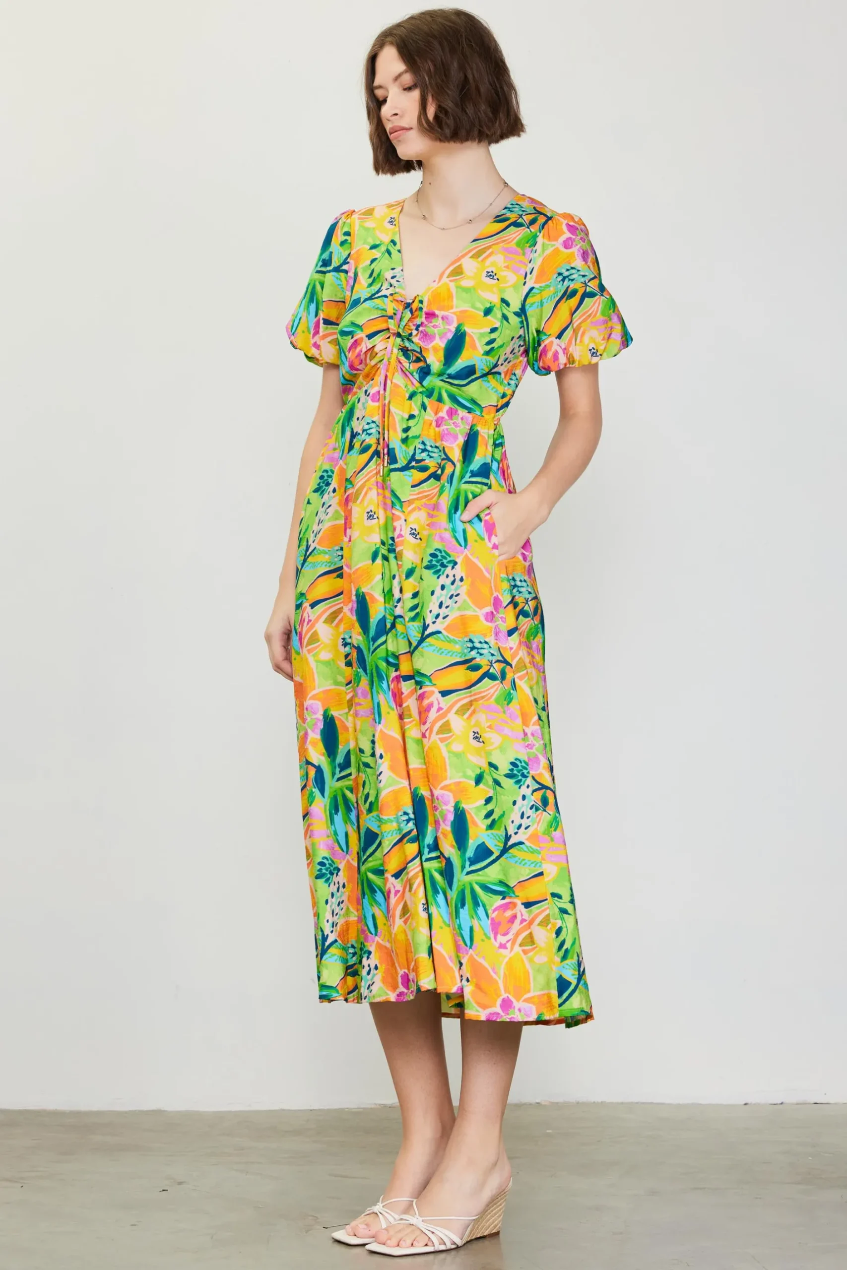 SKIES ARE BLUE Midi Dresses*Celine Floral Print Midi Dress Limemango