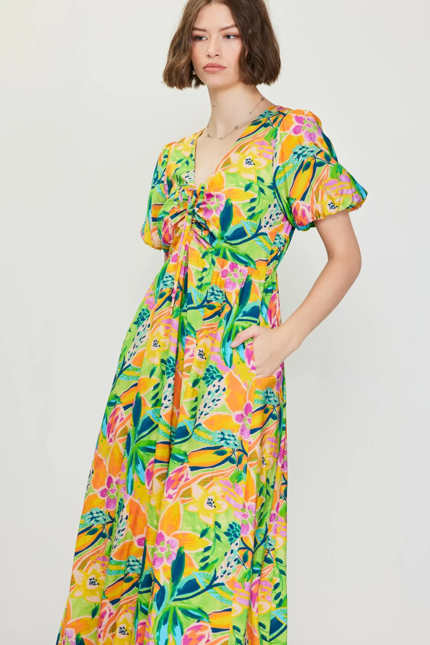 SKIES ARE BLUE Midi Dresses*Celine Floral Print Midi Dress Limemango