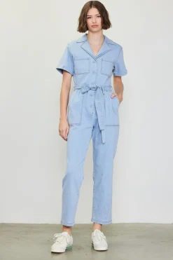 SKIES ARE BLUE Jumpsuits*Washed Utility Jumpsuit Chambray