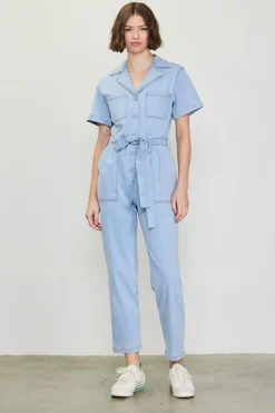 SKIES ARE BLUE Jumpsuits*Washed Utility Jumpsuit Chambray